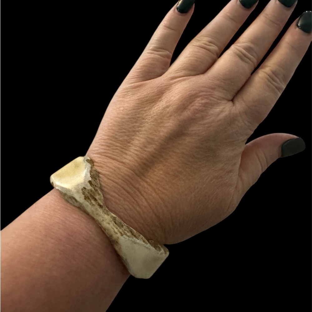 Natural Moose Antler Cuff Bracelet Handmade Rustic Artisan Jewelry